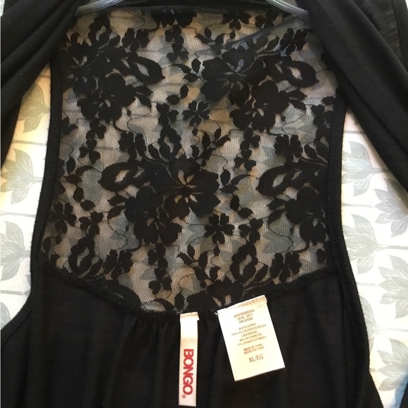 BONGO LONG VEST Black open front lace back size XL 100% polyester liteweight. - Picture 5 of 6